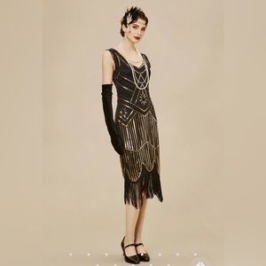 Babeyond Beaded Sequin Fringe Party Dress